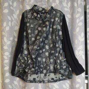 LIV by Habitat Mixed Media Tunic Black Cobblestone Weave XXL